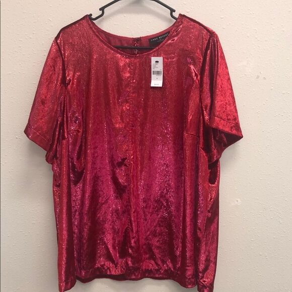Lane Bryant Sz 22 Shimmering Red Top NWT - Picture 1 of 2